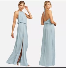 Show Me Your Mumu Heather Halter Low Back Tie Dress Sage  Size Large