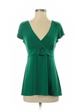 AB Studio Women Green Short Sleeve Top S