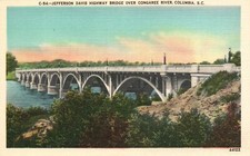 Vintage Postcard Jefferson Davis Highway Bridge Over Congaree River Columbia SC