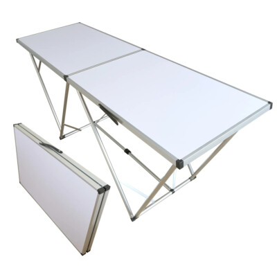Tapeziertisch klappbar, Flohmarkttisch 198 x 60 cm (LxB), Mehrzwecktisch aus Alu