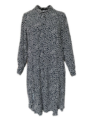 Marina Rinaldi Women's Navy Donata Polka Dot Button Down Dress NWT
