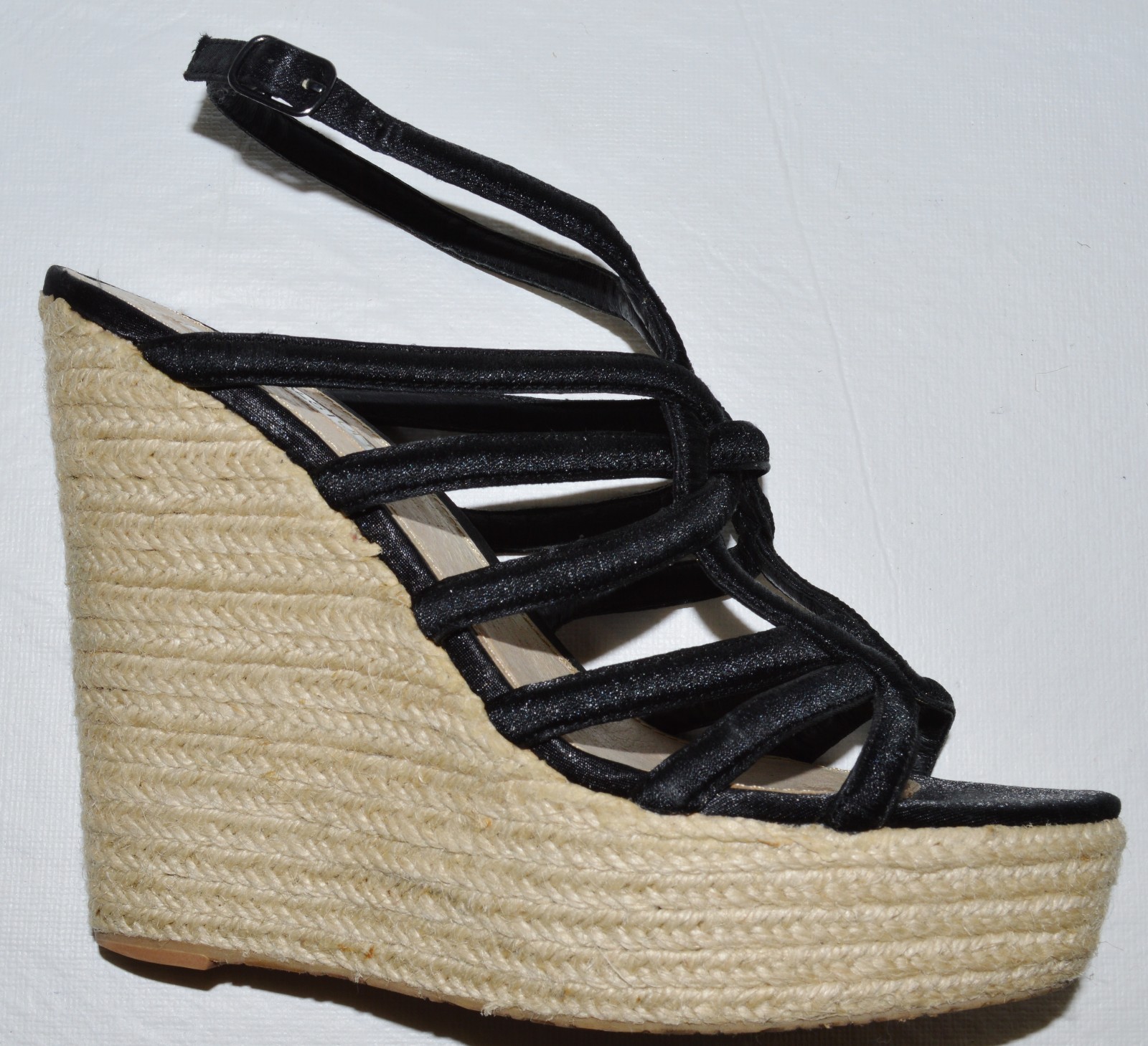 H BY HALSTON M BLACK FABRIC ROPE PLATFORM 5