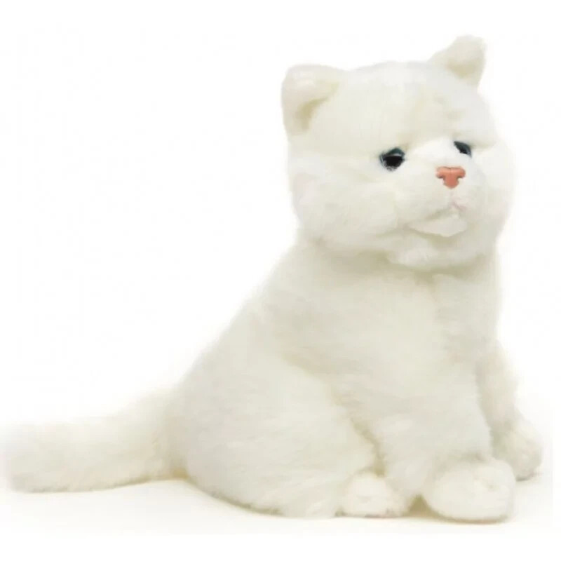 Peluche chat blanc 21 cm Unitoys doudou assis lavable
