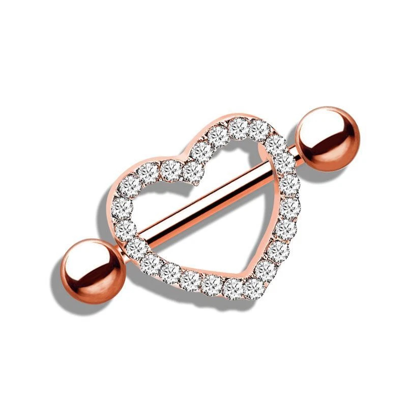 PAIR Luxury Heart Double Layer Rhinestone Sexy Nipple Shields Rings Body Jewelry - Image 4 of 4