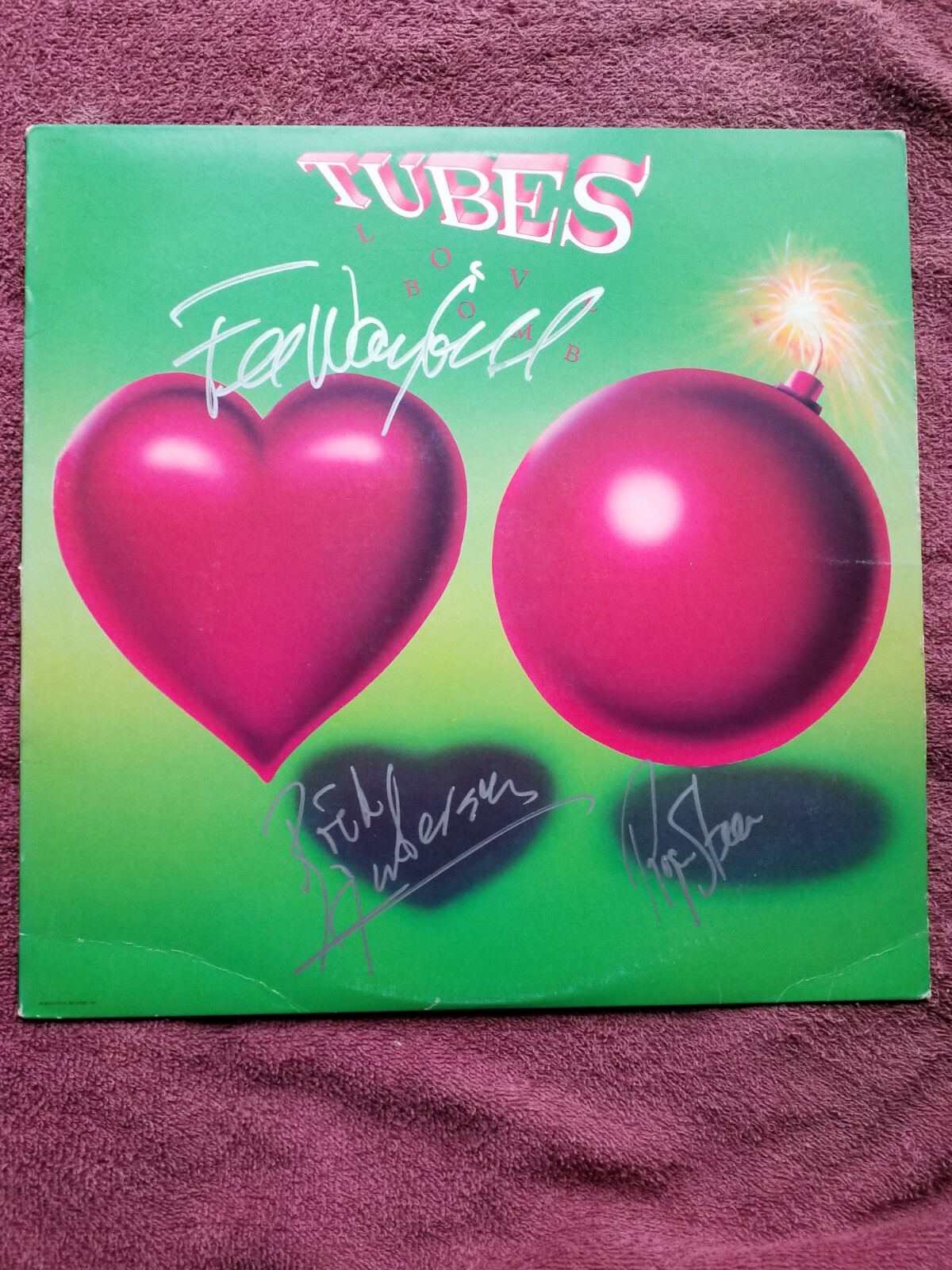 The Tubes Authentic Autographed x3 Signed LP Record Album Love Bomb The