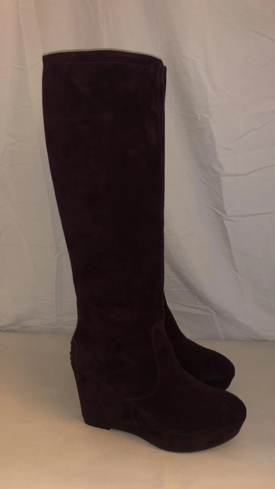 40.5/US10❤️ BOTAS TODS CUÑA ALTA Tacones Hasta la Rodilla Gamuza Cuero Plataforma ITALIA Foto 2 de 4