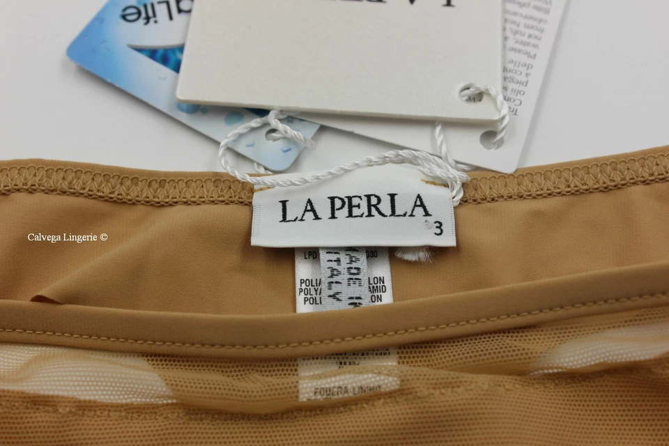 NWT La Perla 0013432 "Timeless" Low-Rise Nylon / Mesh Thong, Beige, M, Italy - Image 3 of 4