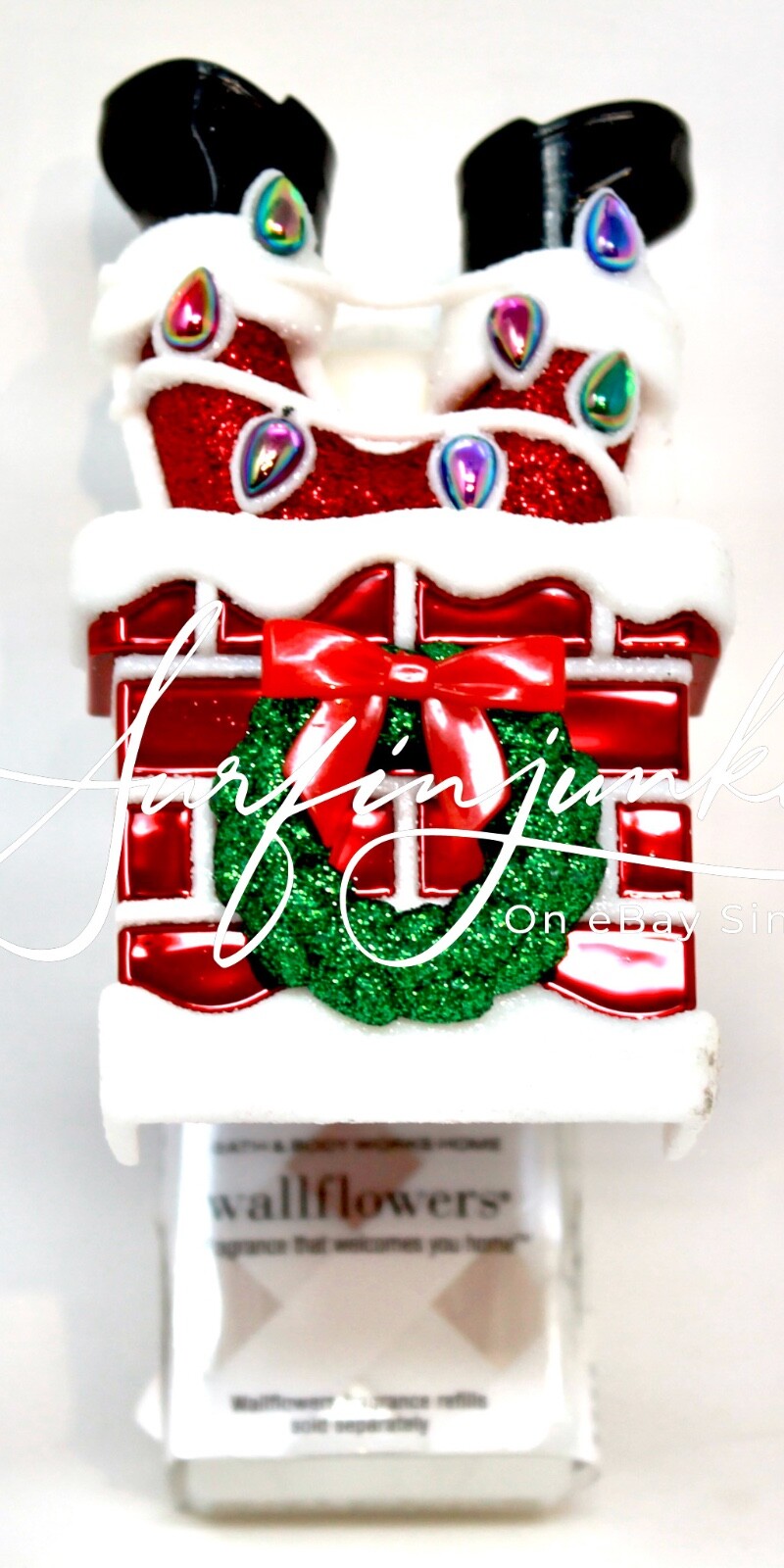Bath & Body Works Wallflower Plug In Santa Boots Stuck In Chimney Christmas New-image
