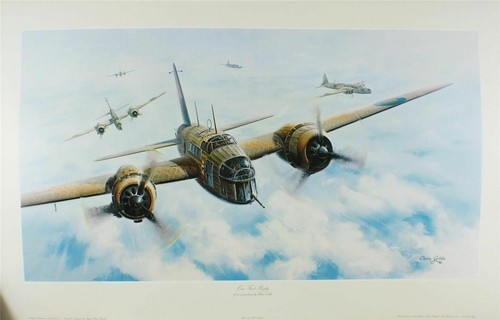 PRINT/OUR FIRST REPLY/CHRIS GOLDS WW2/AIRCRAFT/BATTLE OF BRITAIN/SUPERB