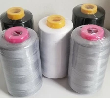 Lot of 5 Big Quality Sewing Machine Serger Thread Spools 6000 Yards Per Cone