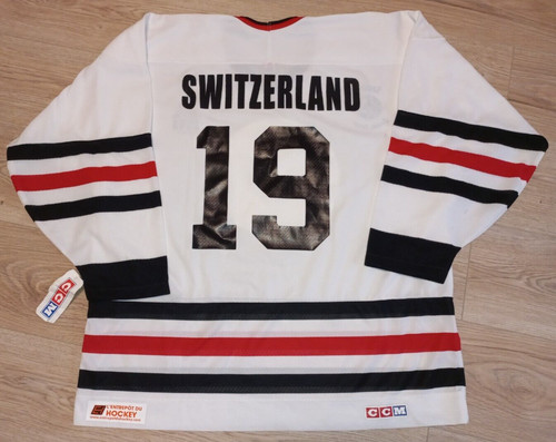 Switzerland World Cup Hockey Jersey CCM Size XL with tags Made in Canada.