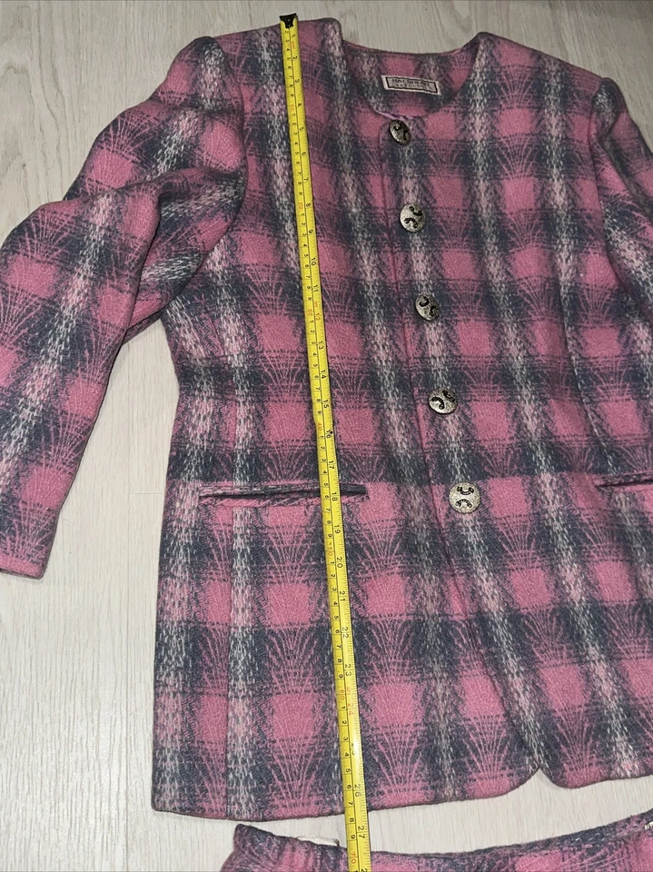 VTG HAI SHENG Women's 2 piece Pink Purple Suit Jacket and Skirt One Size Foto 4 de 4