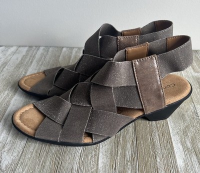 Comfortiva by Softspots Shoes Smoke Criss Cross Strap Heel Sandals Farrow 9W Wid