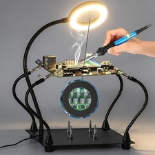 Helping Hands Soldering Magnifying Glass, Upgrade Soldering Station with 3X LED