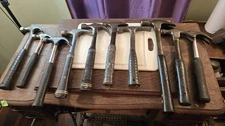 Lot Of 10 Vintage  Claw Hammers Used Condition Estwing Sears Stanley Users