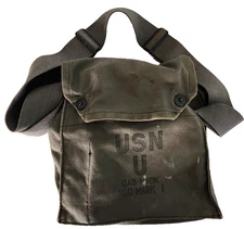WWII US Navy Gas Mask Bag Mark I Carrier Only Military Surplus