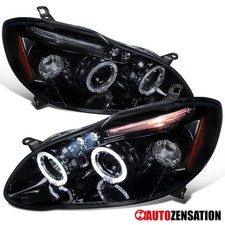 Fit 2003-2008 Toyota Corolla Black Smoke Led Halo Projector Headlights Headlamps