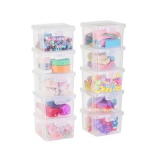 10-Pack Small Plastic Containers with Lids, Clear Stackable Storage Boxes  B...