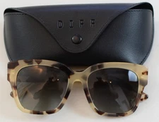 DIFF Bella II Oversized Square Sunglasses Tortoise Frames Black Lens