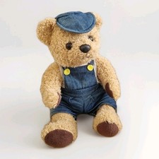 Heunec Teddy Bär Jeans Latzhose Mütze 30cm Plüschbär Kuscheltier