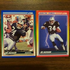 Bo Jackson RAIDERS #10 & GROUND FORCE LIGHTNING #10 /12 #330 1990 Score NFL Card
