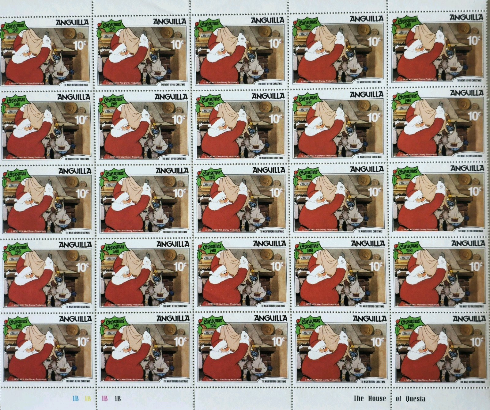 Sheet of Anguilla Christmas Post Stamps #0301