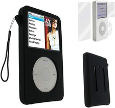 10.5mm iPod Classic Case Silicone Cover Screen Protector Lanyard Black