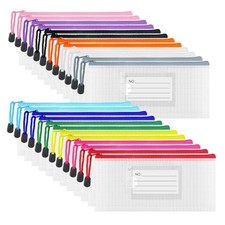 24pcs Small Mesh Zipper Pouch 9.3x4.7 Inches Pencil 9.3" x 4.7" Bill Size 