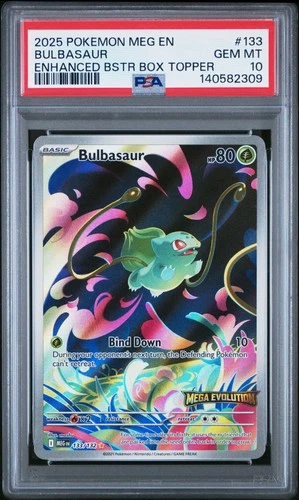 2025 POKEMON MEG EN-MEGA EVOLUTION ENHANCED BOOSTER BOX TOPPER BULBASAUR PSA 10