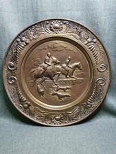 Fox Hunt Hunting Medium Brass Wall Hanging Plate