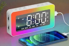 Reloj Despertador Digital Para Dormitorios Nocturna De Color Más Grande White US