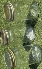 Lot of 3 Clear Glass Storage Jars with Metal Lids 24 32 oz Kitchen Crafts