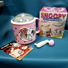 VTG Snoopy Donvier Ice Cream Maker Manual Crank Pink W Box Recipe Book