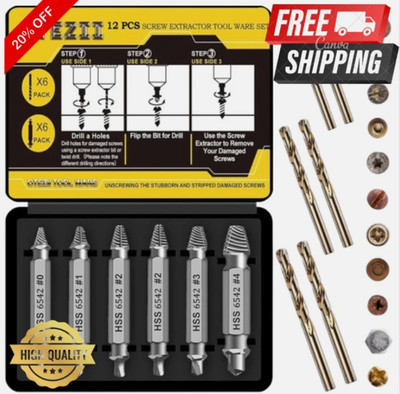 14Pc Easy Out Screw Extractor Set Broken Bolt Remover HSS Cobalt Left Hand Bits