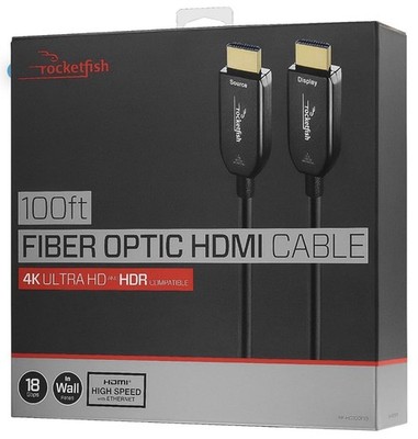 Rocketfish 100ft Fiber Optic HDMI Cable 4K Ultra HD HDR High Speed In-Wall Rated