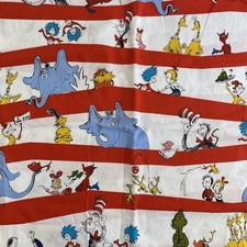 Dr Seuss Fabric Robert Kaufman 41 x 43 Cat In The Hat Stripe READ