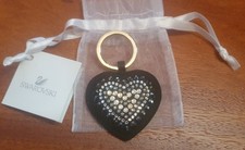 portachiavi in acciaio SWAROVSKI heart bag charm black