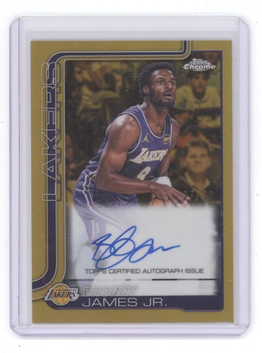 BRONNY JAMES JR. 2025-26 TOPPS CHROME UPDATE TRUE GOLD REFRACTOR AUTO /50 Q6805