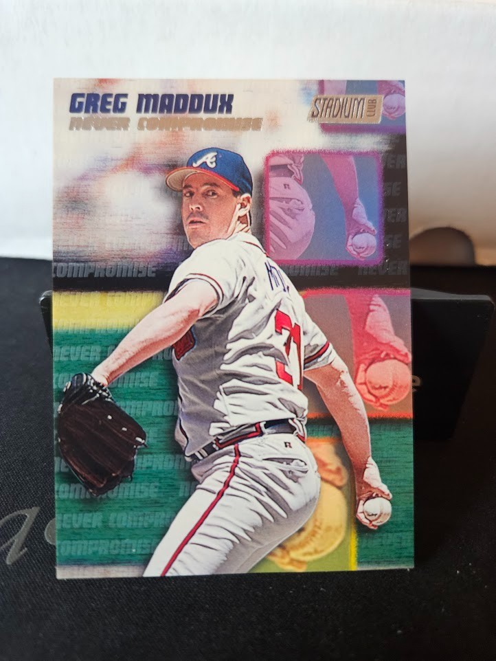 Greg Maddux #NC8 Baseball Cards 1998 Stadium Club Never Compromise trading card — raw and PSA graded price guide