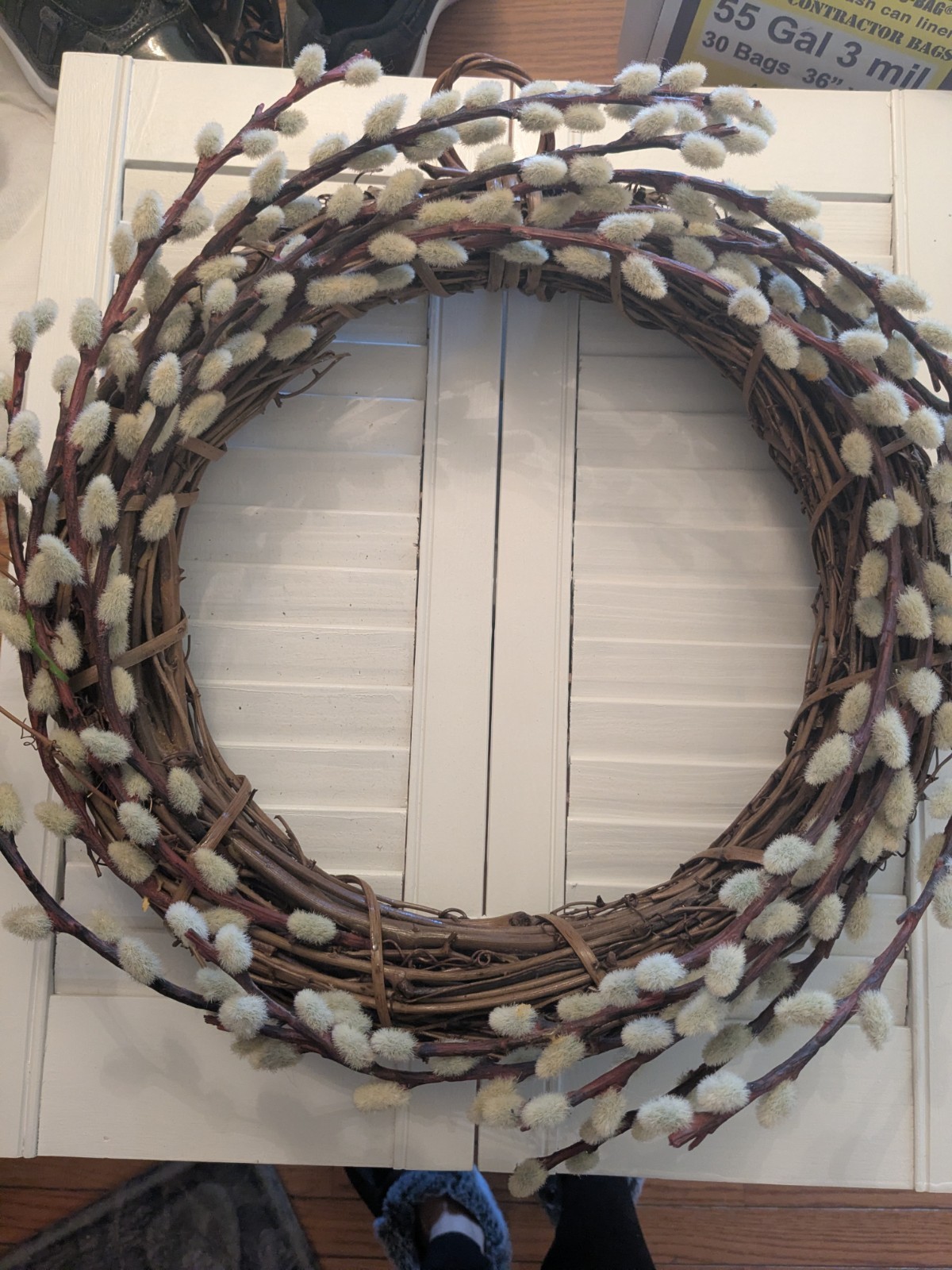 Willow Wreath + Wood Shutters Spring Farmhouse Set