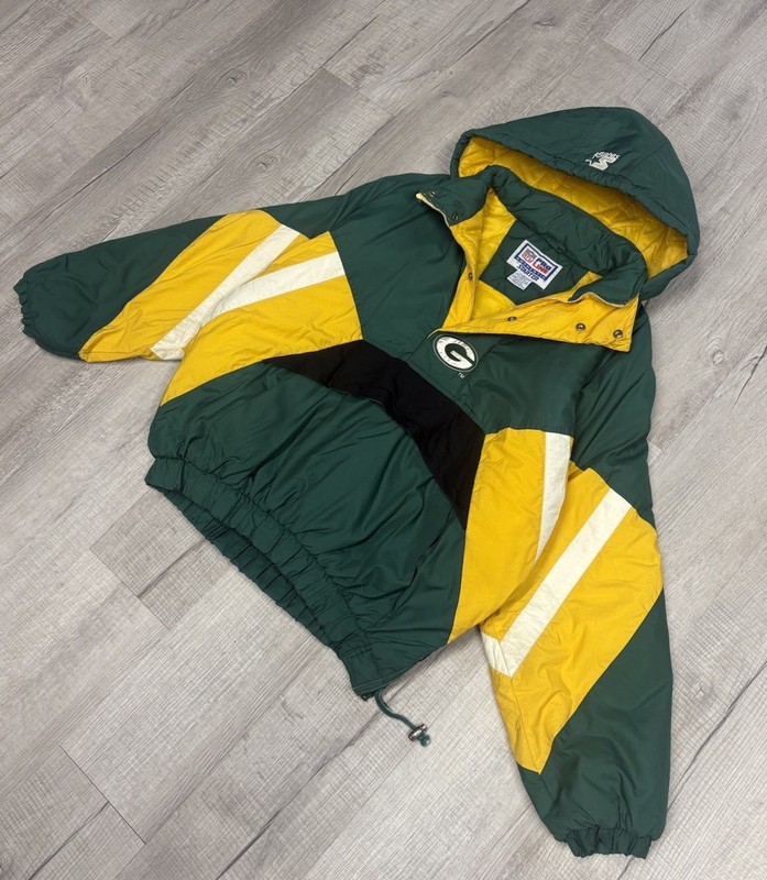 Starter Green Bay Packers NFL Pro Line Hooded Jacket Broken Zipper XL