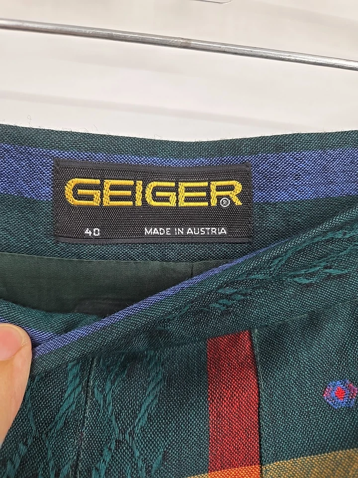 Falda De Colección GEIGER Austria Plisada a Cuadros Forrada de Lana Talla 40 Bolsillos Preparación Años 90 DEFECTUOSA Foto 3 de 4