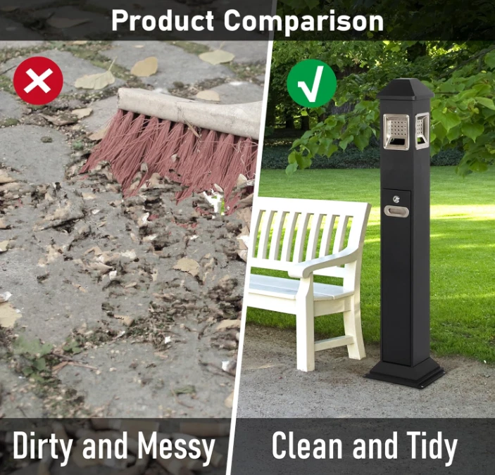 Edelstahl Aschenbecher Standaschenbecher Ascher Standascher Außen Innen 120CM - Bild 4 von 4