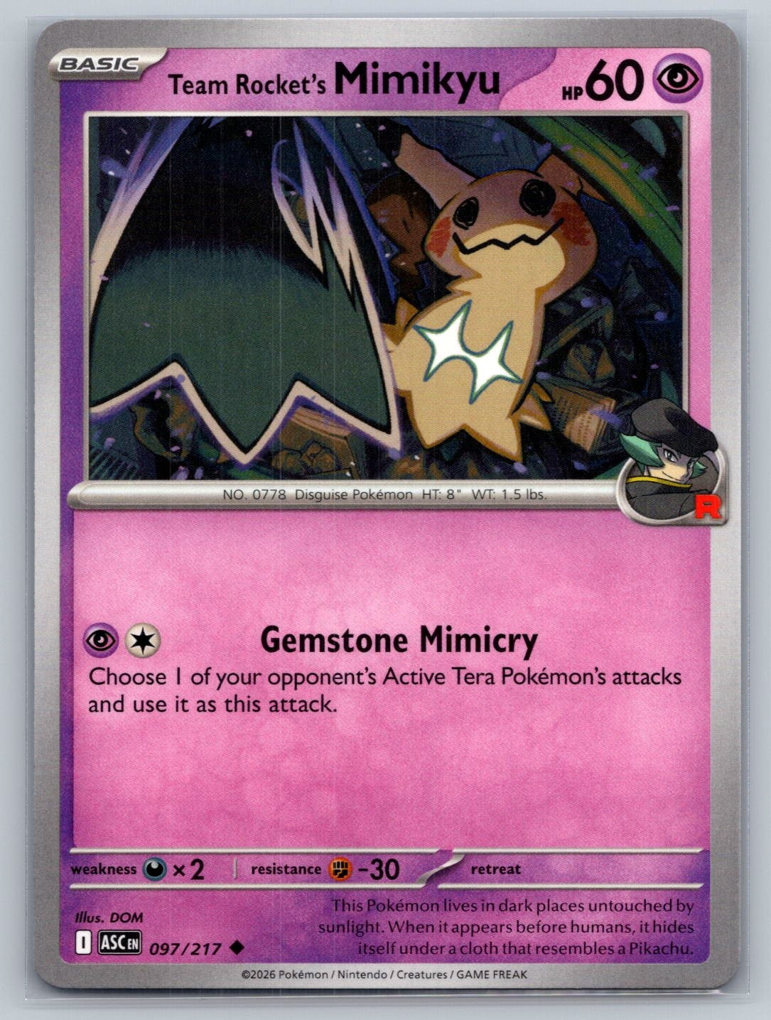 Team Rocket's Mimikyu Uncommon ME: Ascended Heroes 097/217 NM