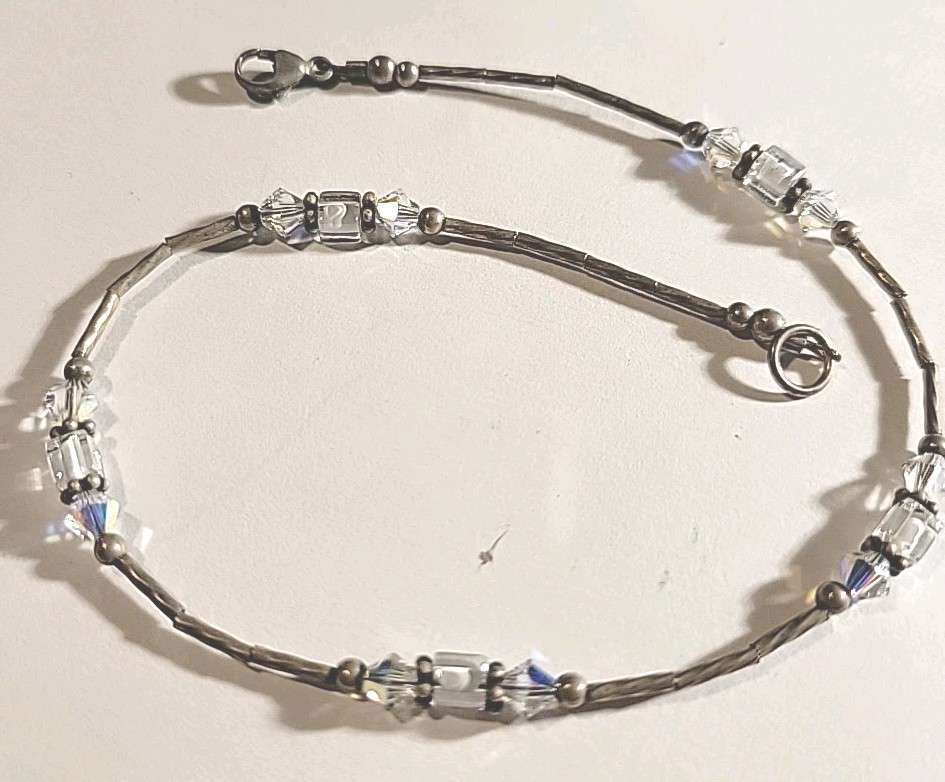 Silver Crystal Anklet 10.5 Inch with Lobster Clasp-image