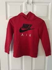 Nike Air Boys Red Pullover Hoodie Fleece Logo 7 LGG 116-122cm 6-7 Years