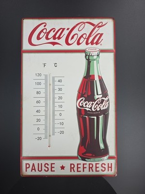 Huge  20''x12'' Open Roads Embossed Coca-Cola Wall Thermometer.