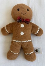 Jellycat Jolly Gingerbread Fred Plush 7" Tall Plaid Bow Tie Amusable