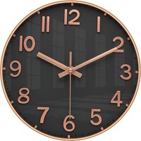 Wanduhr 12 Zoll Batteriebetrieben Nicht-Tickend Arabische Ziffern Rosa-Gold