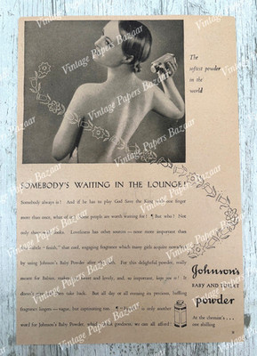 Johnsons Babypudertoilette Damen Frauen nach dem Bad 1932 Vintage Print Werbung